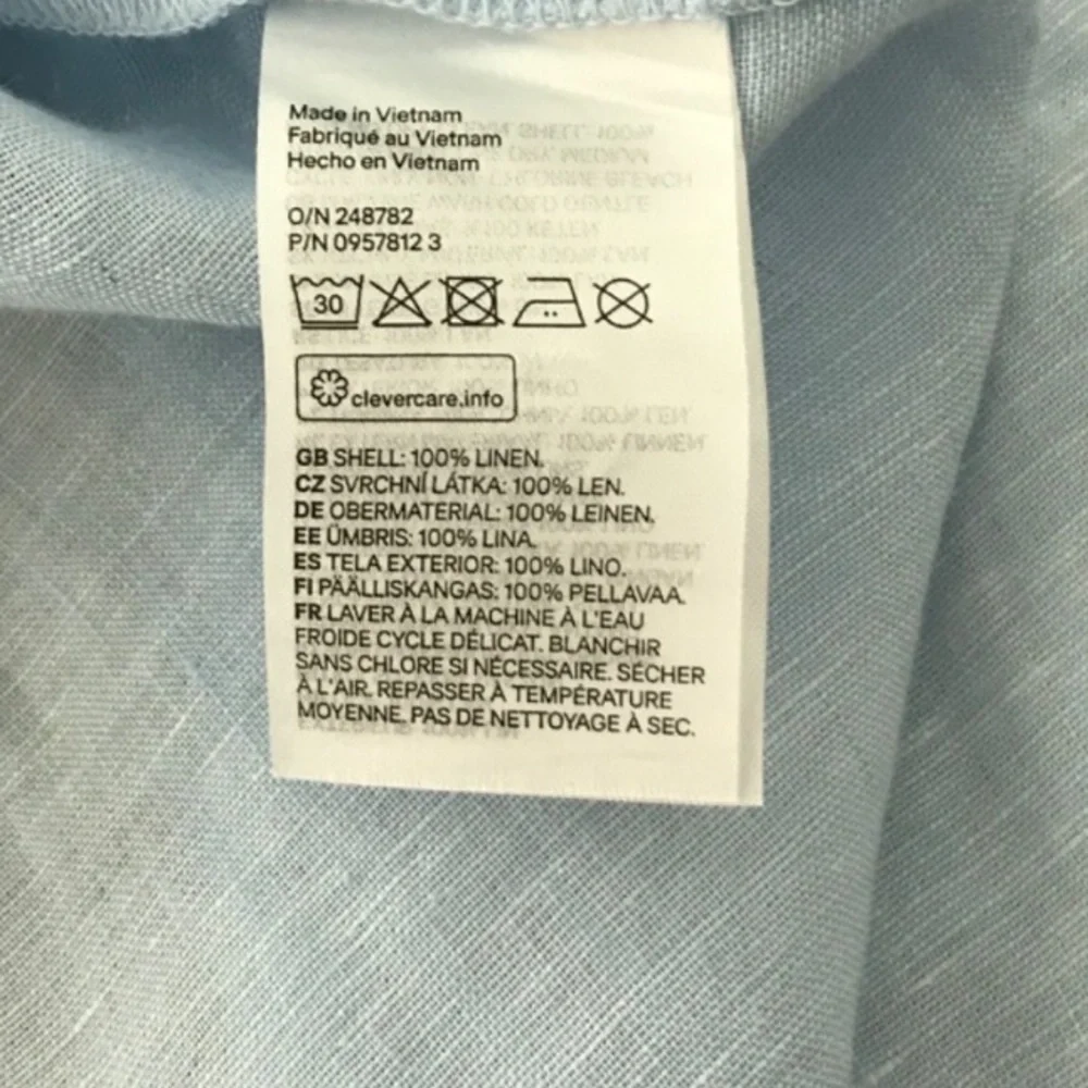 H&M 100% Linen Pale Blue Button Down Sz S - Picture 6 of 7